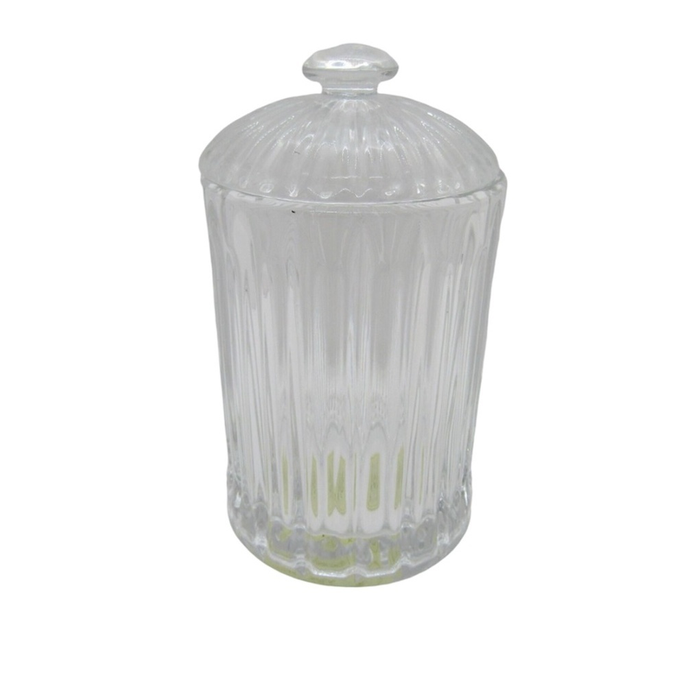 Lenox Crystal Giftware Covered 7" Box Biscuit Jar Ribbed with Lid - Vintage